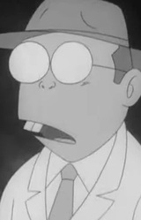 Учёный с выступающими зубами